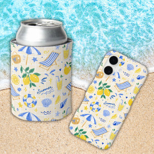 Nautical Summer Lemon Cute Can Cooler