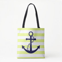 Nautical Sun Yellow Striped Navy Blue Anchor Beach