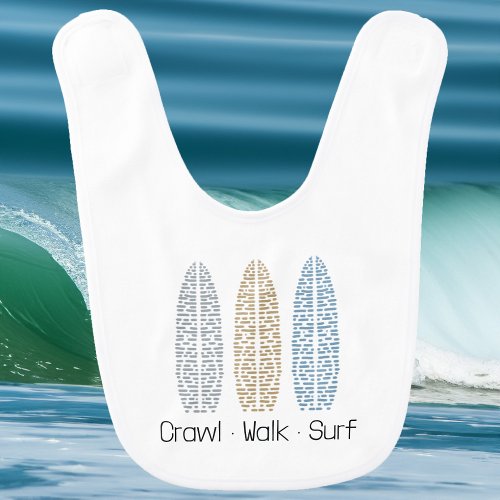 Nautical Surfboard Crawl Walk Surf Baby Bib