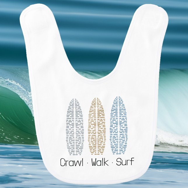 Nautical Surfboard Crawl Walk Surf Baby Bib (Nautical Surfboard Crawl Walk Surf Baby Bib)