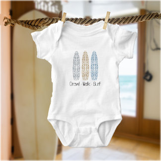 Nautical Surfboard Crawl Walk Surf Baby Bodysuit