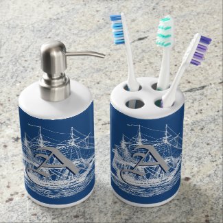 Nautical Tall Ship Sailing Pick Any Color Bath Set