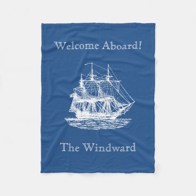 Nautical Tall Ship Sailing Pick Any Color Fleece Blanket (Front)
