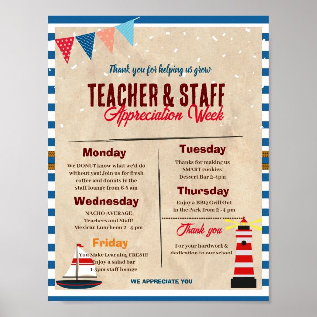 Nautical Teacher and Staff Appreciation template Poster (Front)