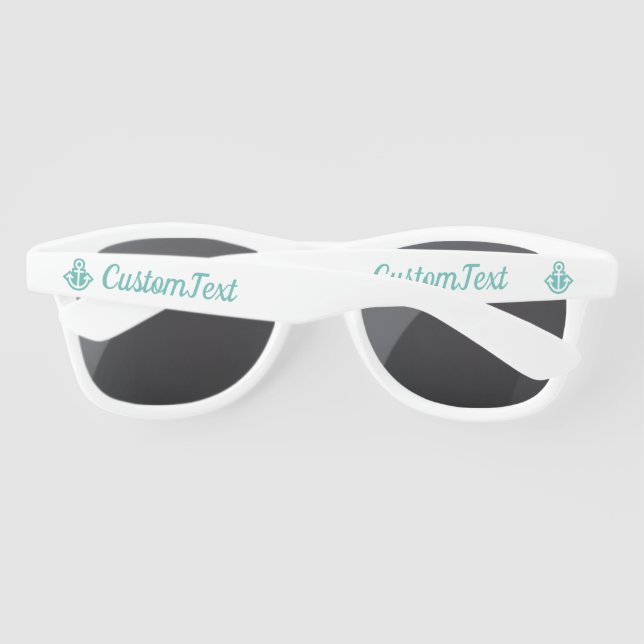 Nautical Teal Anchor Custom Sunglasses (Back)