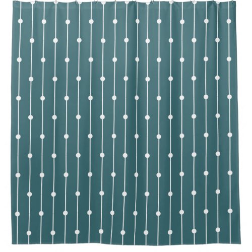 Nautical Teal Blue striped and dotted modern Shower Curtain