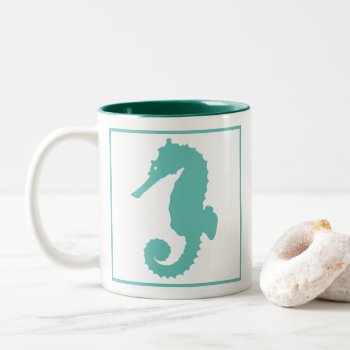 Nautical Teal Seahorse Two-tone Coffee Mug by GrudaHomeDecor at Zazzle