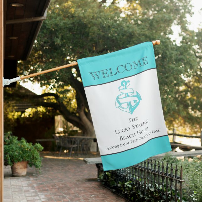 Nautical Teal Turquoise  Anchor beach house  Flag (In SItu)