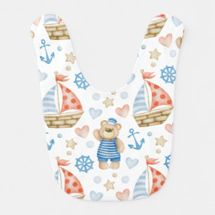 Nautical teddy bear Baby Bib