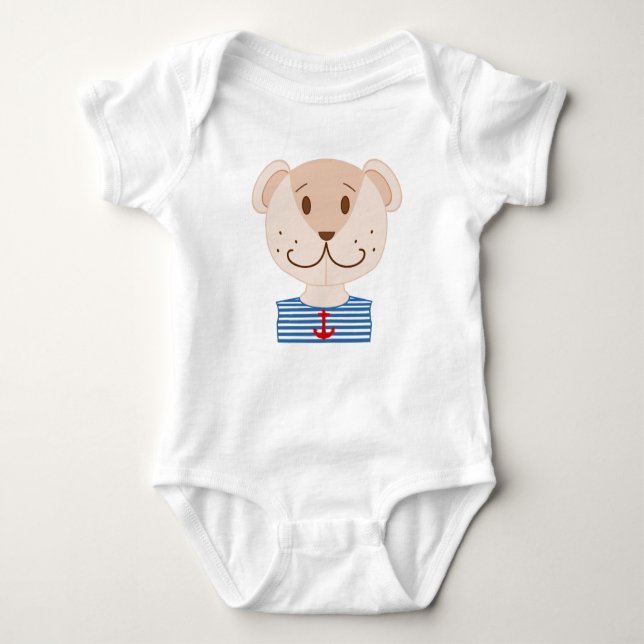 Nautical Teddy Bear Baby Bodysuit (Front)
