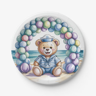 Nautical Teddy Bear Beach Boy Baby Shower Paper Plates