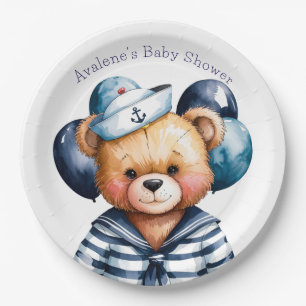 Nautical Teddy Bear Delight Boy Baby Shower Paper Plates