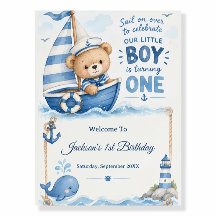 Nautical Teddy Bear Sailboat 1st Birthday