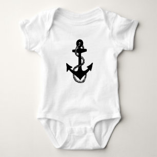 nautical textured Anchor with rope Baby Bodysuit