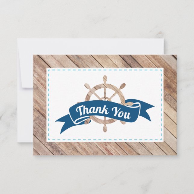 Nautical Thank You Card in Navy Blue and Aqua (Front)