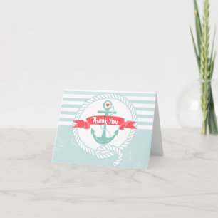 Nautical Thank You Card with Anchor and Rope