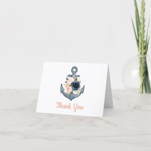 Nautical Thank You Card with Floral Anchor