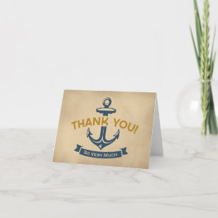Nautical Thank You Cards Navy Blue Anchor