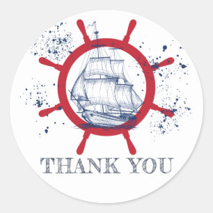 Nautical Thank you Favor Classic Round Sticker