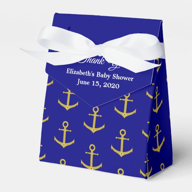 Nautical Thank You Navy and Gold Favor Boxes (Front Side)