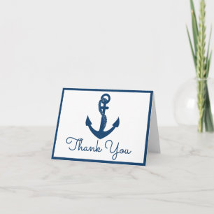 Nautical Thank You Navy Blue Anchor Beach Wedding Card