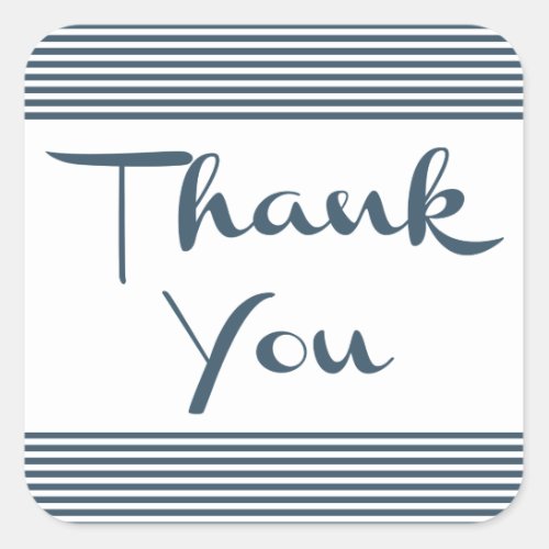 Nautical Thank You Navy Blue And White Stripe Square Sticker