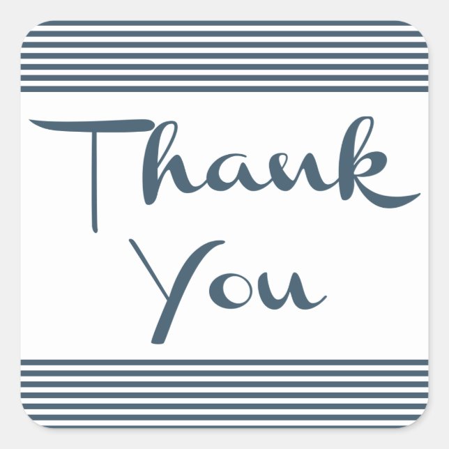 Nautical Thank You Navy Blue And White Stripe Square Sticker (Front)