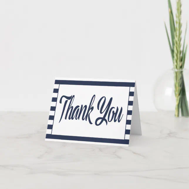 Nautical Thank You Navy blue & White Stripes Beach | Zazzle