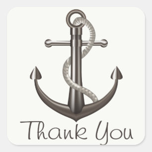 Nautical Thank You Ship Anchor Beach Wedding Square Sticker