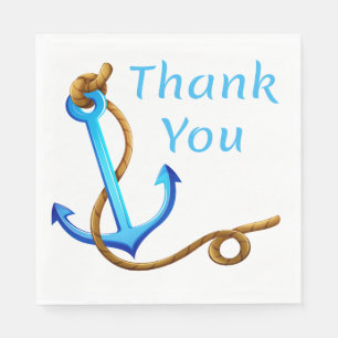 Nautical Thank You Ship Anchor Blue Turquoise Napkins