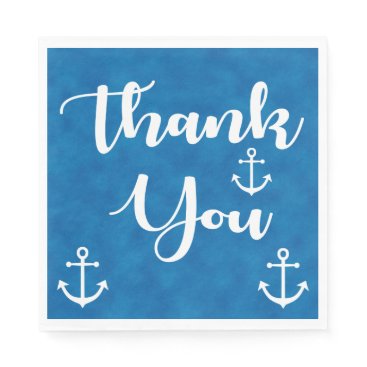 Nautical Thank You Ship Anchor Blue Watercolor Paper Napkin Nautical Thank You Ship Anchor Blue Watercolor Paper Napkin