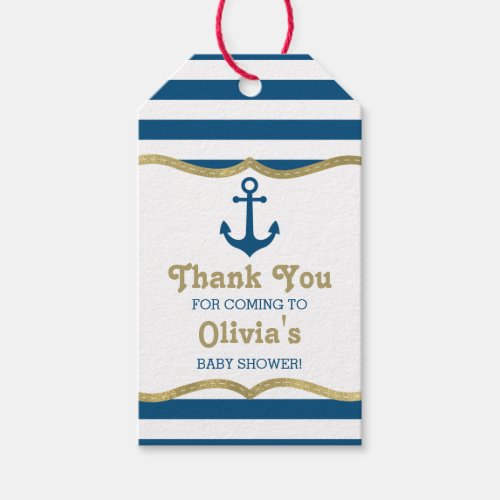 Nautical Thank You Tag Anchor Faux Foil Gift Tags