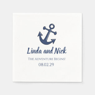 Nautical The Adventure Begins Wedding Napkins