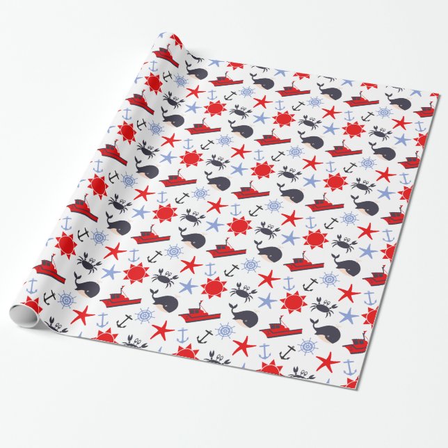Nautical Theme #2 Wrapping Paper (Unrolled)