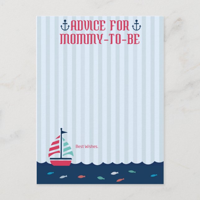 Nautical Theme - Advice card for Mommy-to-be (Front)