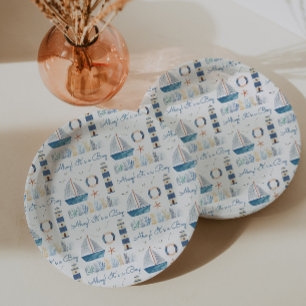 Nautical Theme Ahoy It's a Boy Baby Shower Paper Plates