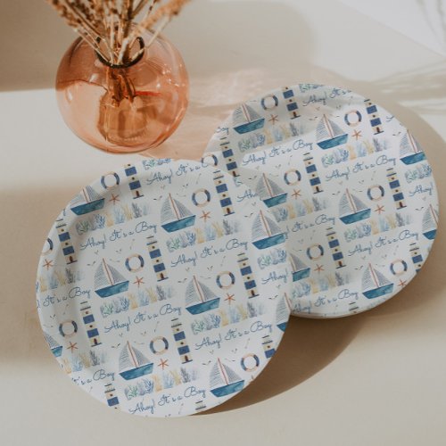 Nautical Theme Ahoy Its a Boy Baby Shower  Paper Plates