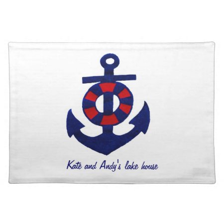Nautical Theme Anchor And Buoy Cloth Placemat