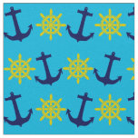 Nautical Theme Anchor and Wheel Pattern Fabric