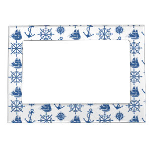 Nautical Theme Anchor Blue and White Magnetic Frame