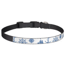 Nautical Theme Anchor Blue and White Pet Collar