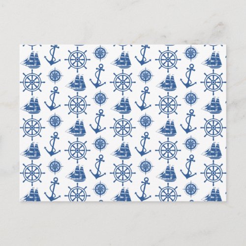 Nautical Theme Anchor Blue and White Postcard