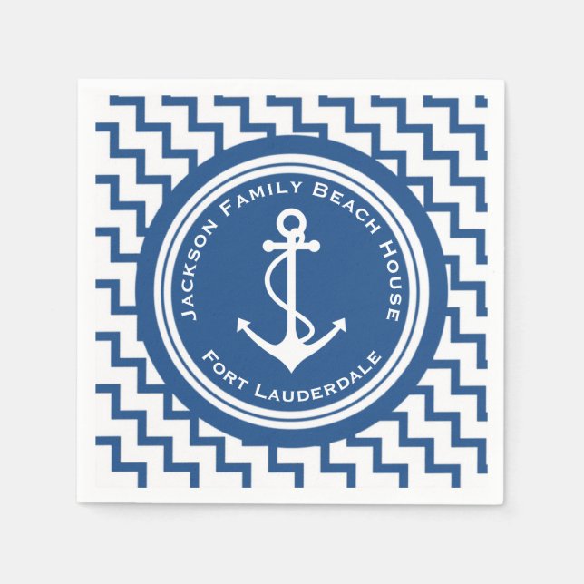 Nautical Theme Anchor Family Beach House Party Paper Napkins (Front)