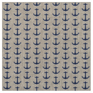 Nautical Theme Anchor Navy Fabric