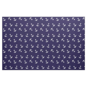Nautical Theme Anchor Pattern on Navy Blue Fabric