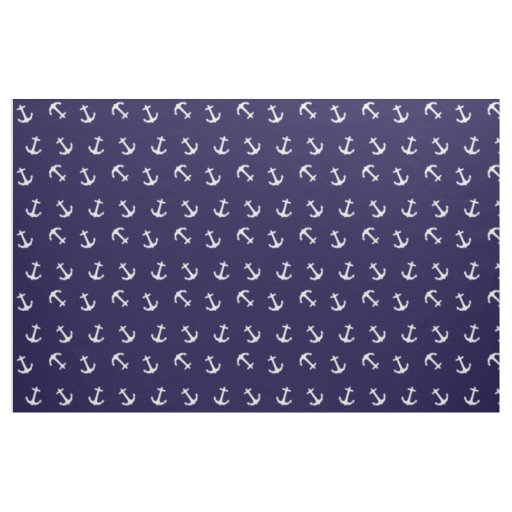 Nautical Theme Anchor Pattern on Navy Blue Fabric