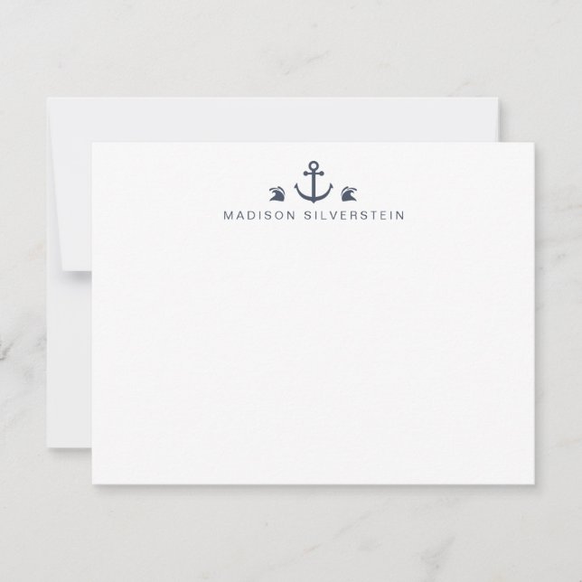 Nautical Theme Anchor Personalized Note Card (Front)