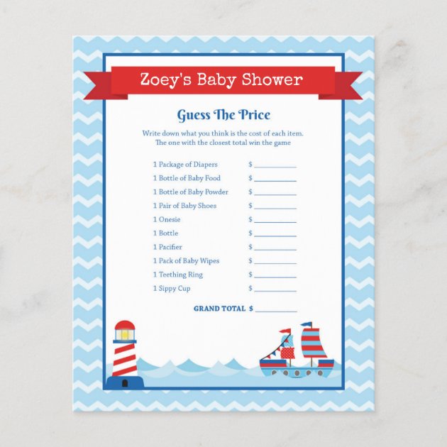 Nautical Theme Baby Shower Game