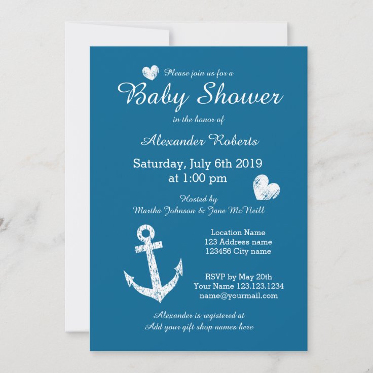 Nautical theme baby shower invitations with anchor Zazzle