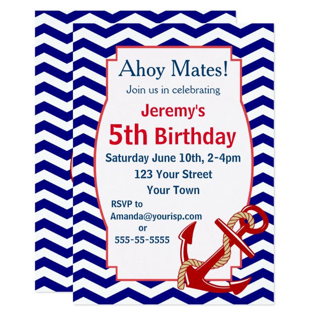 Nautical Theme Birthday Party Invitation
